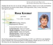 Traueranzeige Rosa Kremer