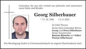 Traueranzeige Georg Silberbauer