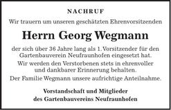 Traueranzeige Georg Wegmann