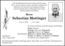 Traueranzeige Sebastian Mottinger