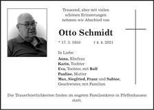 Traueranzeige Otto Schmidt