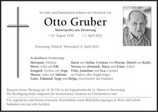 Traueranzeige Otto Gruber