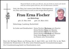 Traueranzeige Erna Fischer