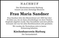 Traueranzeige Maria Sandner