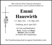 Traueranzeige Emmi Hauswirth