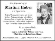 Traueranzeige Martina Huber