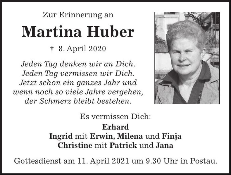 Traueranzeige Martina Huber