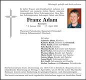 Traueranzeige Franz Adam