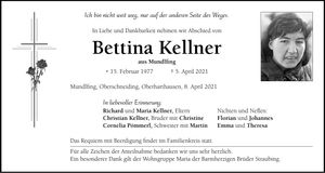 Traueranzeige Bettina Kellner