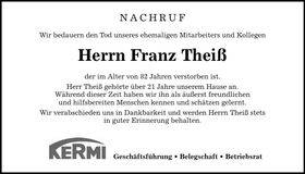 Traueranzeige Franz Theiß