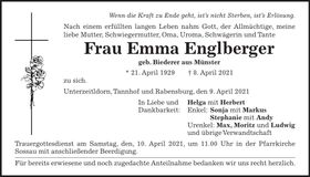 Traueranzeige Emma Englberger