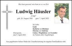 Traueranzeige Ludwig Häusler