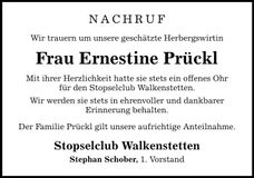 Traueranzeige Ernestine Prückl