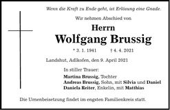 Traueranzeige Wolfgang Brussig