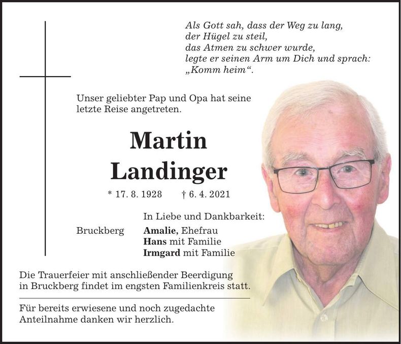 Traueranzeige Martin Landinger