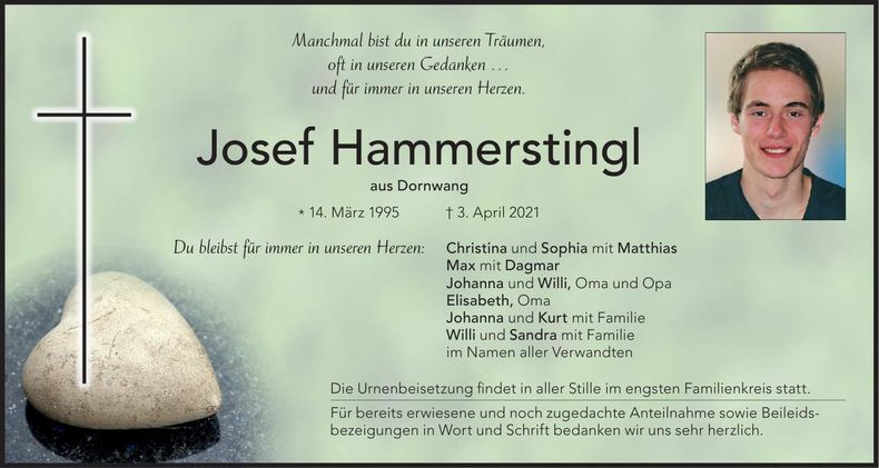 Traueranzeige Josef Hammerstingl