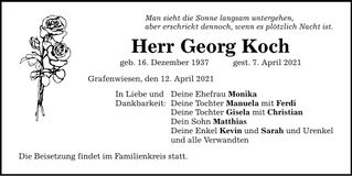 Traueranzeige Georg Koch
