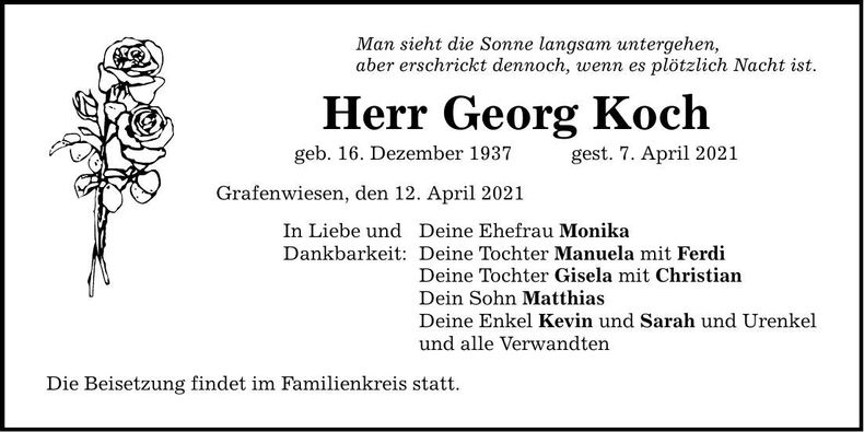 Traueranzeige Georg Koch