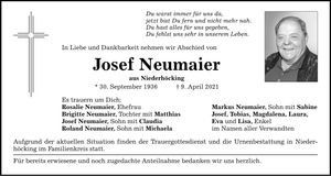 Traueranzeige Josef Neumaier