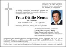 Traueranzeige Ottlilie Nensa