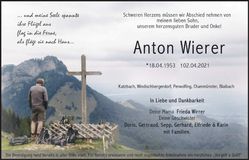 Traueranzeige Anton Wierer