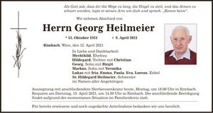 Traueranzeige Georg Heilmeier