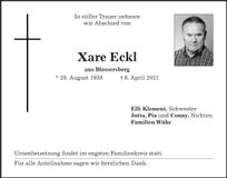 Traueranzeige Xare Eckl