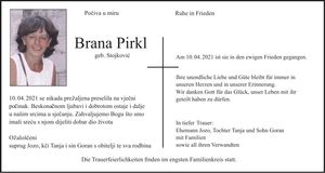 Traueranzeige Brana Pirkl