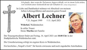 Traueranzeige Albert Lechner