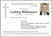 Traueranzeige Ludwig Wildenauer