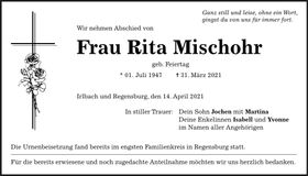 Traueranzeige Rita Mischohr