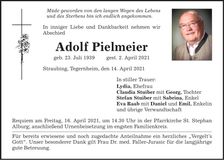 Traueranzeige Adolf Pielmeier