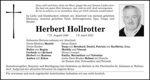 Traueranzeige Herbert Hollrotter