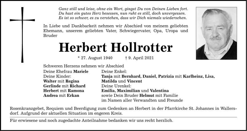 Traueranzeige Herbert Hollrotter