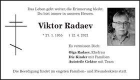 Traueranzeige Viktor Radaev