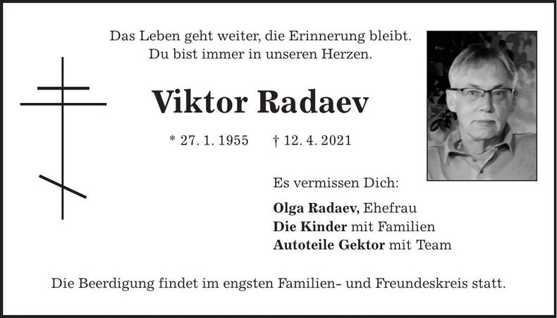 Traueranzeige Viktor Radaev