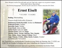 Traueranzeige Ernst Eiselt