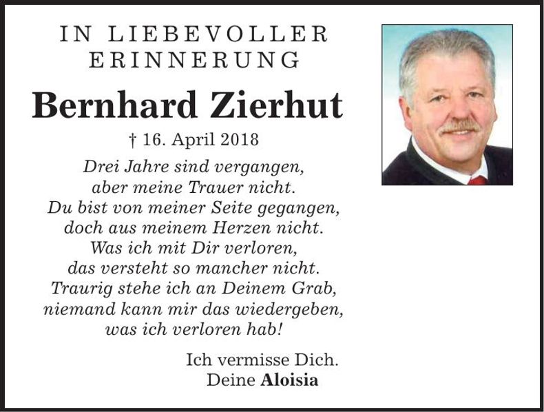 Traueranzeige Bernhard Zierhut