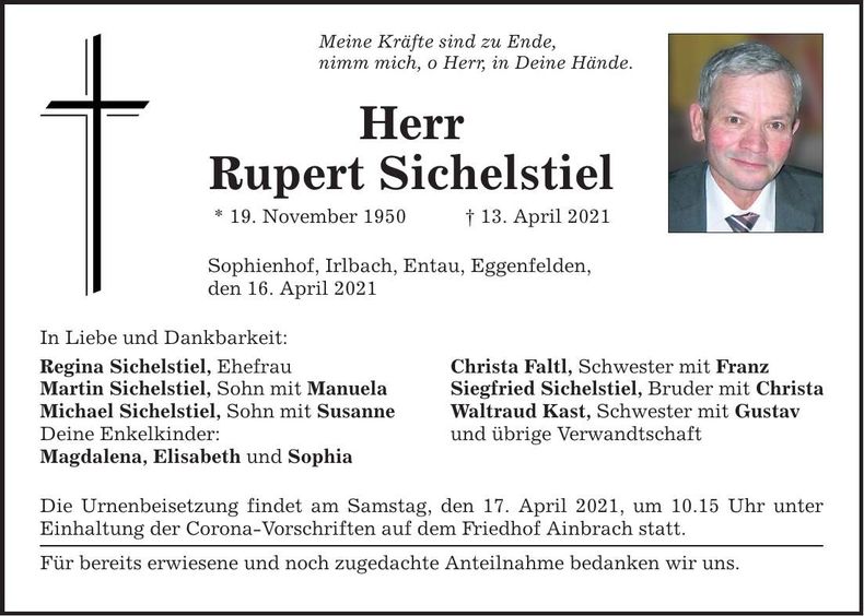 Traueranzeige Rupert Sichelstiel