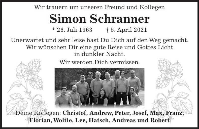 Traueranzeige Simon Schranner