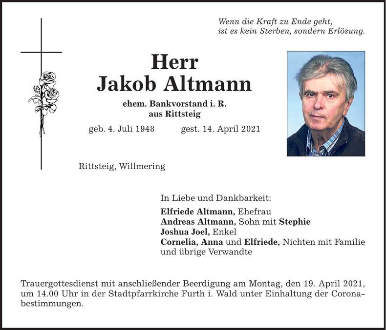 Traueranzeige Jakob Altmann