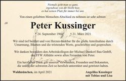 Traueranzeige Peter Kussinger