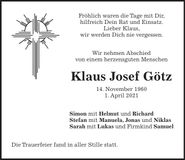Traueranzeige Klaus Josef Götz
