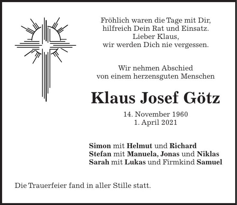 Traueranzeige Klaus Josef Götz