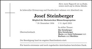 Traueranzeige Josef Steinberger