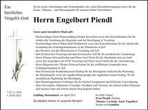 Traueranzeige Engelbert Piendl