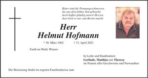 Traueranzeige Helmut Hofmann