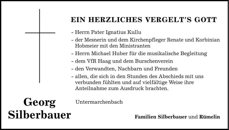 Traueranzeige Georg Silberbauer
