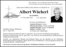 Traueranzeige Albert Wöcherl
