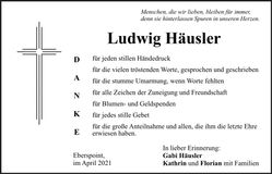 Traueranzeige Ludwig Häusler